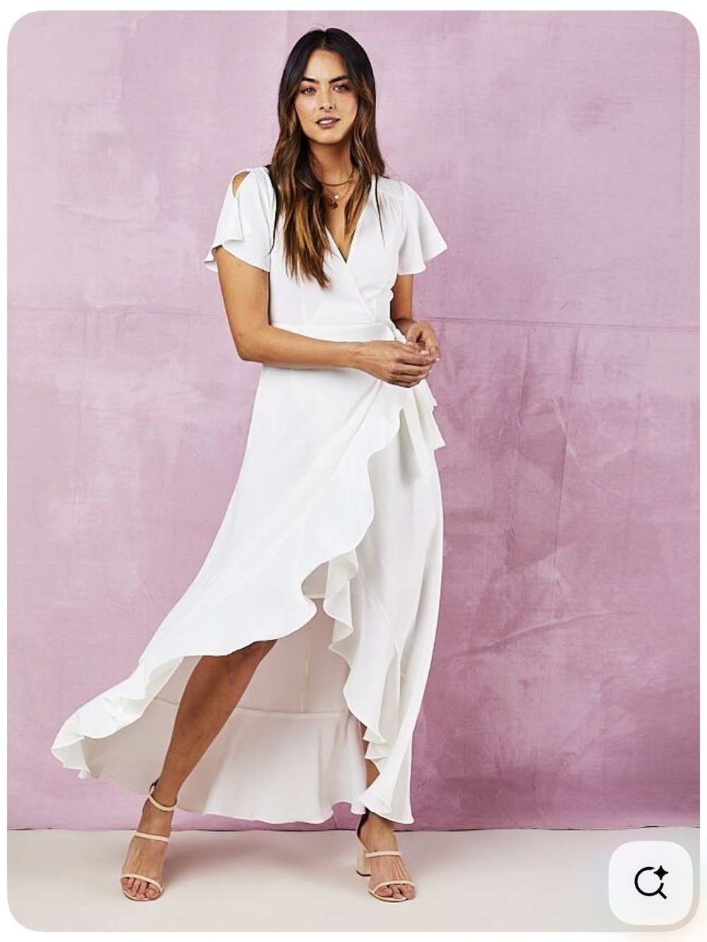 Altar'd State White Springvale Maxi Dress with Wrap Style and Flutter Sleeve (M)